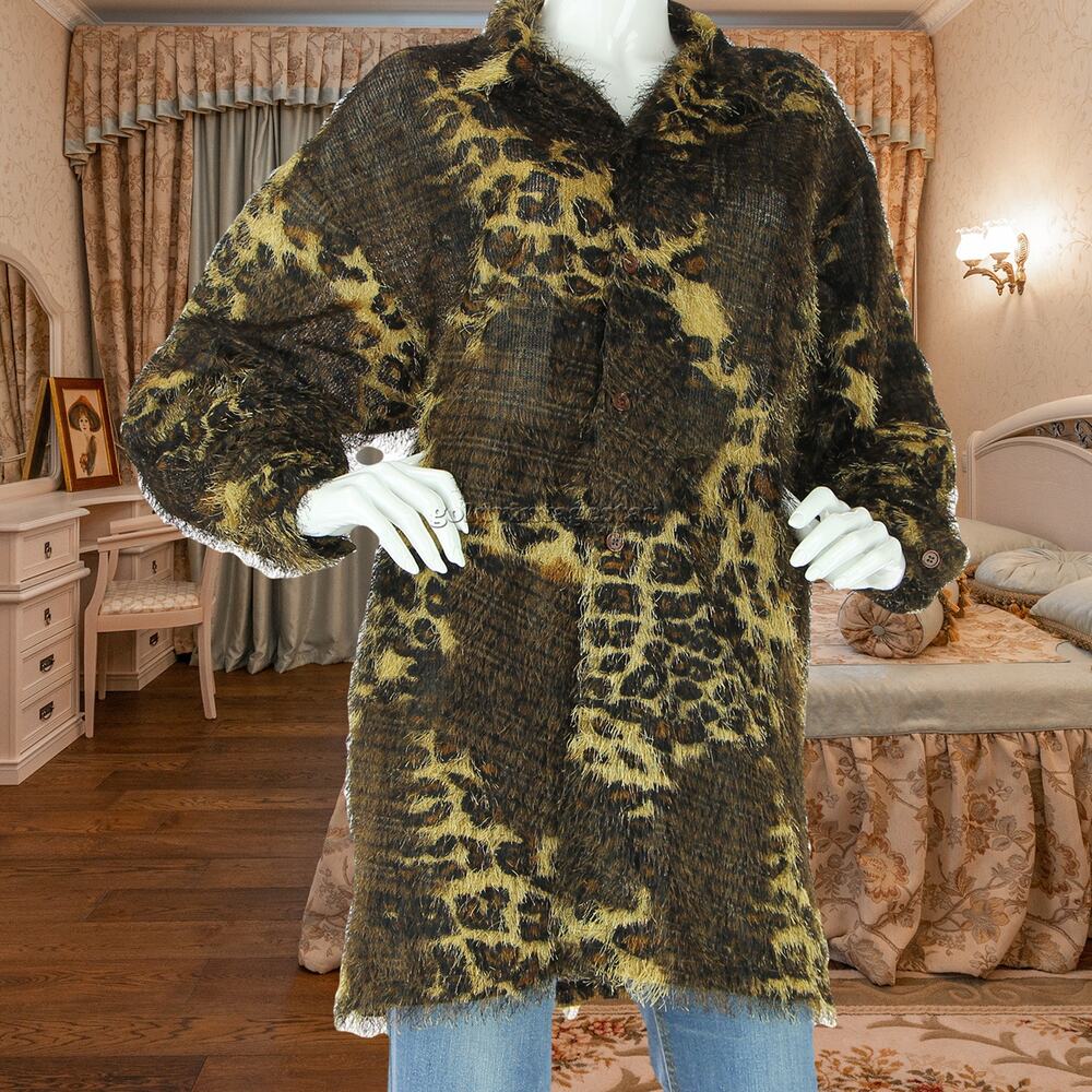 Vintage Maltos Leopard Shaggy Chic Blouse XL Urban Luxe